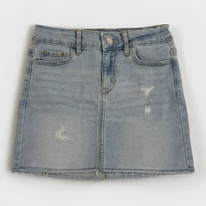 Wonder Nation Destructed Light Blue Denim Skirt Pockets Adjustable Girls M 7-8 - Picture 1 of 18