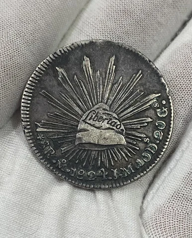 1824 Mo JM 8 reales Hookneck Authentic mexican silver coin Cover