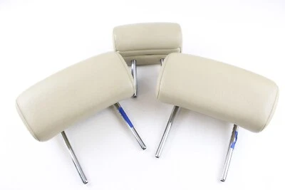 2003-2008 INFINITI FX35 FX45 REAR SEAT HEADRESTS SET OF 3 WHEAT BEIGE LEATHER - Image 1 of 4