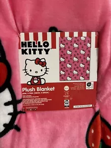 Hello Kitty Pink Strawberry Plush Oversized Soft Throw Blanket 60" x 90" NWT - Picture 1 of 4