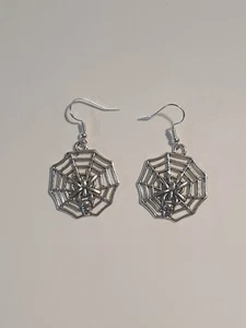 Pendientes colgantes de tela de araña de Halloween bruja con 925 ganchos joyería gótica - Imagen 1 de 3