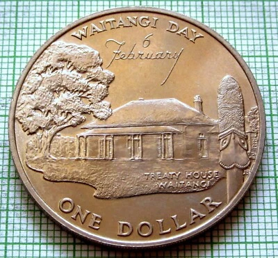 Dólar de Nueva Zelanda 1977, Jubileo de Plata de la Reina y Día de Waitangi, Cu-Ni UNC Foto 1 de 4