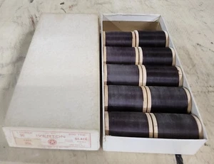 vintage sewing thread Iverton black cotton NOS old store stock original box - Picture 1 of 3
