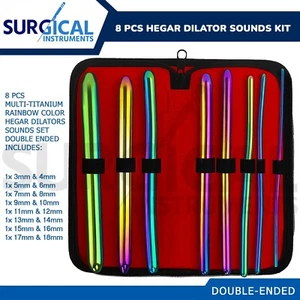 8 Pcs Rainbow Hegar Dilator Sounds Kit Set Double Ended OB/Gynecology German Gr - Picture 1 of 8