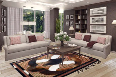 NEW Modern Luxury: Exquisite Handmade Cowhide & Persian Patchwork Area Rug 9-197 - Image 1 of 4