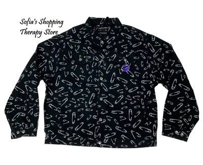 Chaqueta de mezclilla negra parche bordado The Hundreds XL Adam Bomb Pins para hombre Foto 1 de 4