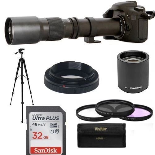  LENTE ZOOM TELEOBJETIVO 500-1000MM + TARJETA 32GB PARA CANON EOS REBEL T3 T3I T5 T5I T2 Foto 1 de 4