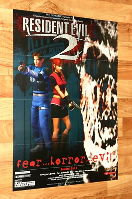 1997 Resident Evil 2 Leon & Claire Redfield Capcom PS1 Vintage Very Rare Poster - Image 1 of 4