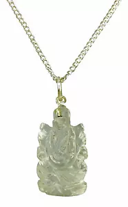 Crystal Quartz Carved Ganesha Pendant Necklace - Picture 1 of 2