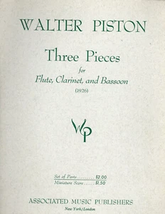 Walter Piston - Three Pieces for Flute, Clarinet and Bassoon - Picture 1 of 3