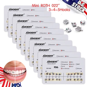 10 paquetes de brackets de ortodoncia dental Mini Roth 022" ranura con 345 ganchos EE. UU. - Imagen 1 de 15