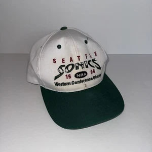 Vintage Seattle Sonics 1996 Conference Champs weiß 90er Mütze Supersonics wie abgebildet - Bild 1 von 9