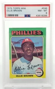 1975 Topps Mini OLLIE BROWN Philadelphia Phillies PSA 8 NM-MT (#43616099) #596 - Picture 1 of 5