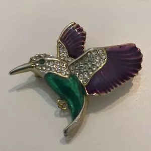 Crystal Hummingbird Pin Brooch Scarf Pin Backpack Charm Rhinestone Bird Jewelry - Picture 1 of 4