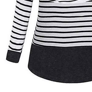 Women's Maternity Shirts Round Neck Long Sleeve Stretchy Nursing Striped Shirts❤ - Picture 1 of 12