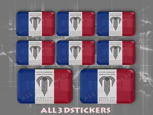 8 x 3D Stickers Resin Domed Flag Kansas City - USA Adhesive Decal Vinyl - Picture 1 of 1