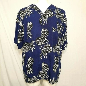 Basic Editions Men's XLarge Hawaiian Tropical Caribbean Shirt Pineapples - Picture 1 of 4