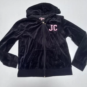 Juicy Couture Women's Black Velvet Hoodie Jacket Zip-Up Size L +Pants sz S - Picture 1 of 8