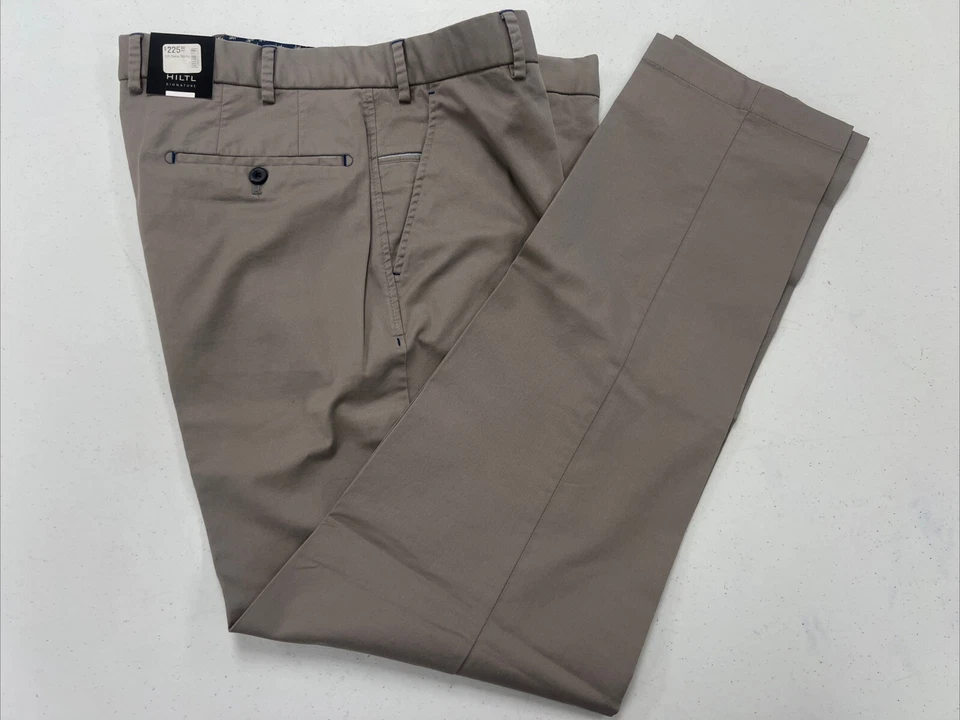 Новый с ярлыками Hiltl мужчин серый твердого шерсти смесь хаки брюки 36 X 33 $225 - Изображение 1 из 4