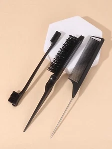 Comb for Edge Back Grooming Teasing Brush Slick Brush Set Bristle Hair Brush - Picture 1 of 37