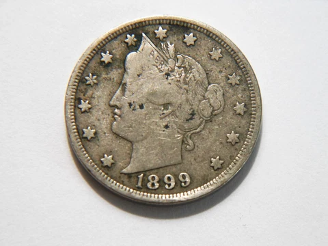 1899 F Liberty V Nickel,  Nice Grade Vintage Coin for a collection Cover