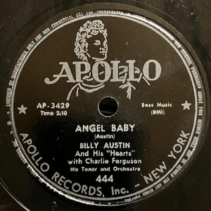 Billy Austin & His Hearts Angel Baby/Night Has Come 78 Apollo 444 1952 E - Imagen 1 de 2