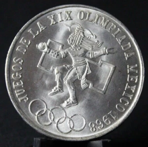 MEXICO, 1968 25 Pesos Silver Coin, Olympics KM#479.1 - Picture 1 of 4