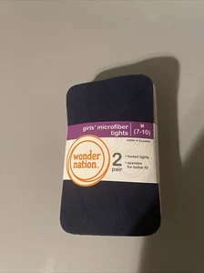 Wonder Nation Girls Blue Microfiber Tights 2 Pair NEW! NWT - Picture 1 of 3