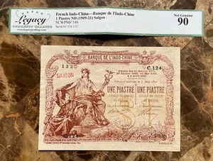 French Indochina 1 Piastre Banknote (Saigon) 1901 P-34b. High-grade reproduction - Picture 1 of 7