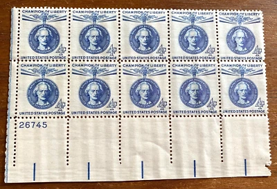 US Scott #1125  4c  JOSE DE SAN MARTIN  Plate Block of 10, Stamps MNH OG (1959) - Image 1 of 2