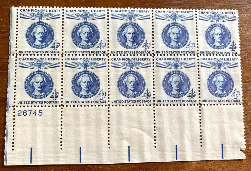 US Scott #1125  4c  JOSE DE SAN MARTIN  Plate Block of 10, Stamps MNH OG (1959) - Image 1 of 2