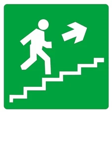 2 TARGHETTE ADESIVE "SCALA DI EMERGENZA" USCITA DI SICUREZZA SALITA A DESTRA - Picture 1 of 1