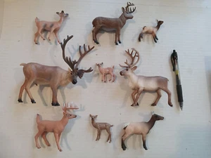 Deer Big LOT Figurines Forest Animal Tree House Kids Wildlife - Picture 1 of 9