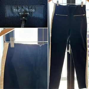 Designer RAG & BONE Black Mid Rise Straight Leg Pant With Pockets Size 10 - Picture 1 of 13