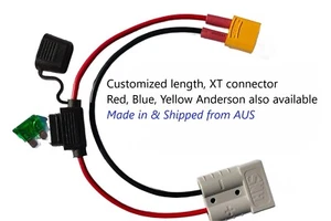 Fused cable XT30/60/90 Male/Female to Anderson fittable plug . Customized length - Picture 1 of 5