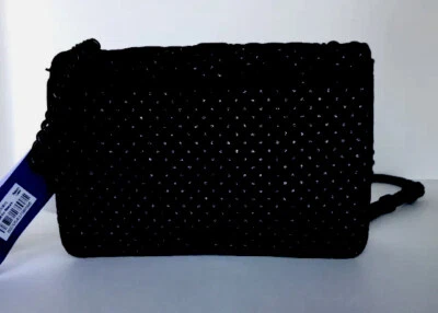 Bandolera Rebecca Minkoff Chevron Acolchada Pequeña Love Terciopelo Negra con Lunares Plateados Foto 1 de 4