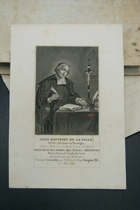 † y.1843 JEAN BAPTISTE de la SALLE 1 RELIC FSC RELIQUARY CARD PRIEST FRANCE † - Picture 1 of 11