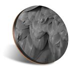 1 x Round 12cm Coaster - BW - Macaw Parrot Feathers #42540