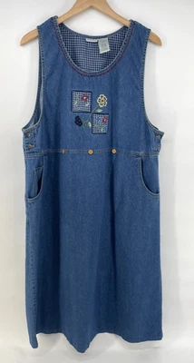 Vintage White Stag Denim Maxi Jumper Womens XL 16/18 Embroidered Blue Modest - Image 1 of 4