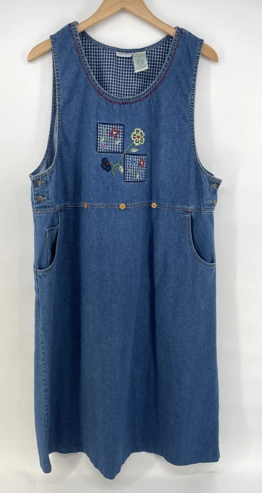 Maxi Jersey Vintage Blanco Ciervo Denim Mujer XL 16/18 Bordado Azul Modesto Foto 1 de 4