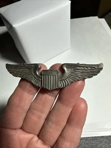 WWII US ARMY AIR FORCE PILOT WINGS STERLING SILVER 3” Pin - Picture 1 of 4