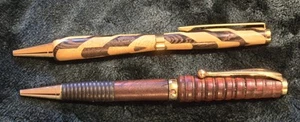2 Handcrafted Wooden Ballpoint Pens 1 Is Two Toned And 1 Is Dark Brown - Picture 1 of 9