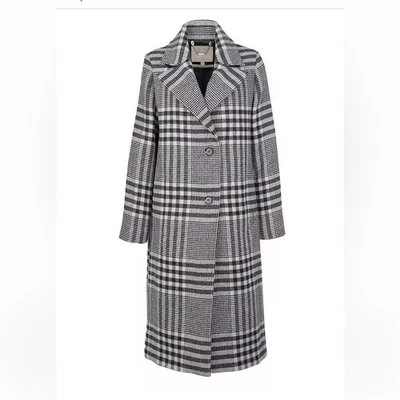 Nuevo con etiquetas Abrigo Barbour Byron Lana Cuadros A Medida TALLA 4 - Negro Blanco Mono Tartán Foto 1 de 3