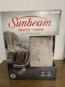 Sunbeam 2099700 Premium Soft Electric Heated Throw Blanket - Beige - Picture 1 of 6
