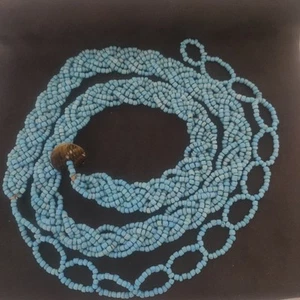 Collectible Vintage Belt Handmade Braided Design Beaded Light Blue Hippie Boho - Picture 1 of 8