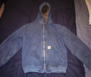 Chaqueta de Colección Carhartt Bomber Denim Manta Forrada con Capucha, Y07 DST Juvenil Grande - Imagen 1 de 14