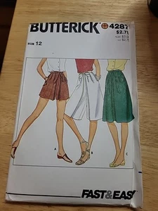 Butterick 4287 Größe 12 Culotte Rock Shorts Muster Vintage sehr guter Zustand - Bild 1 von 3