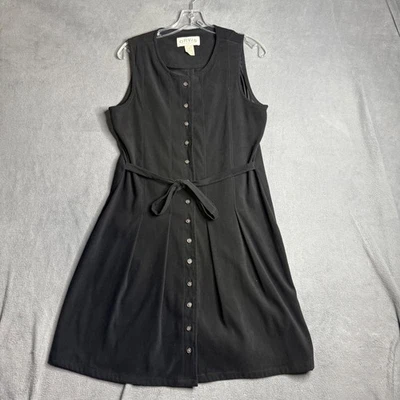 Vestido midi ORVIS negro sin mangas con botones delantero y cinturón para mujer talla 8 Foto 1 de 4