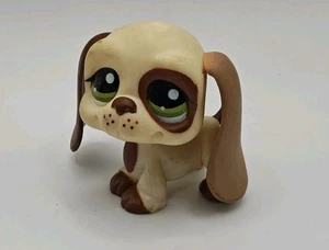 Figura Littlest Pet Shop Basset Hound Dog #1594 LPS ojos verdes marrón beige - Imagen 1 de 4