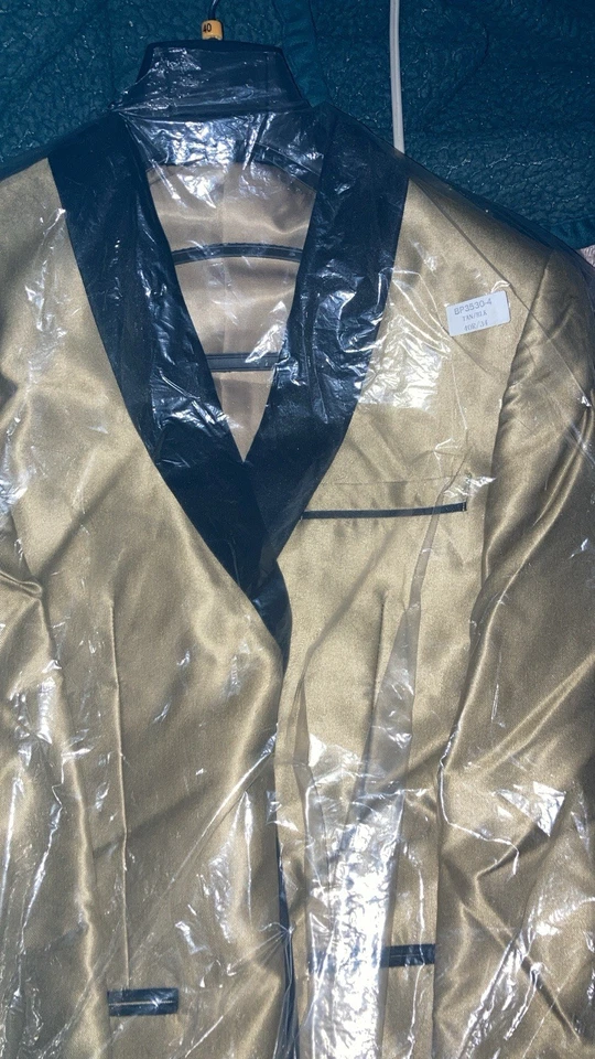 Gold Men Peak Lapel Suit Jacket Groom Tuxedos Party Wedding Suit Blazer Custom - Image 1 of 2